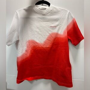 Salvatore Ferragamo Red and White Gradient Tee